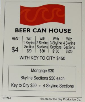 PARTS ONLY - Houston In-A-Box Board Game - "Beer Can House" Title Deed Card Only