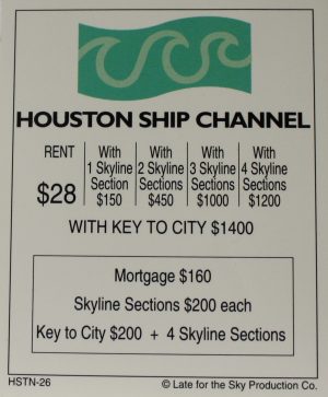 PARTS ONLY -Houston In-A-Box Board Game - "Houston Ship Channel" Title Deed Card Only