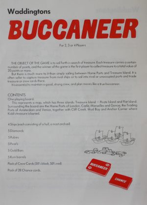 PARTS ONLY -Buccaneer Board Game - Instructions Only