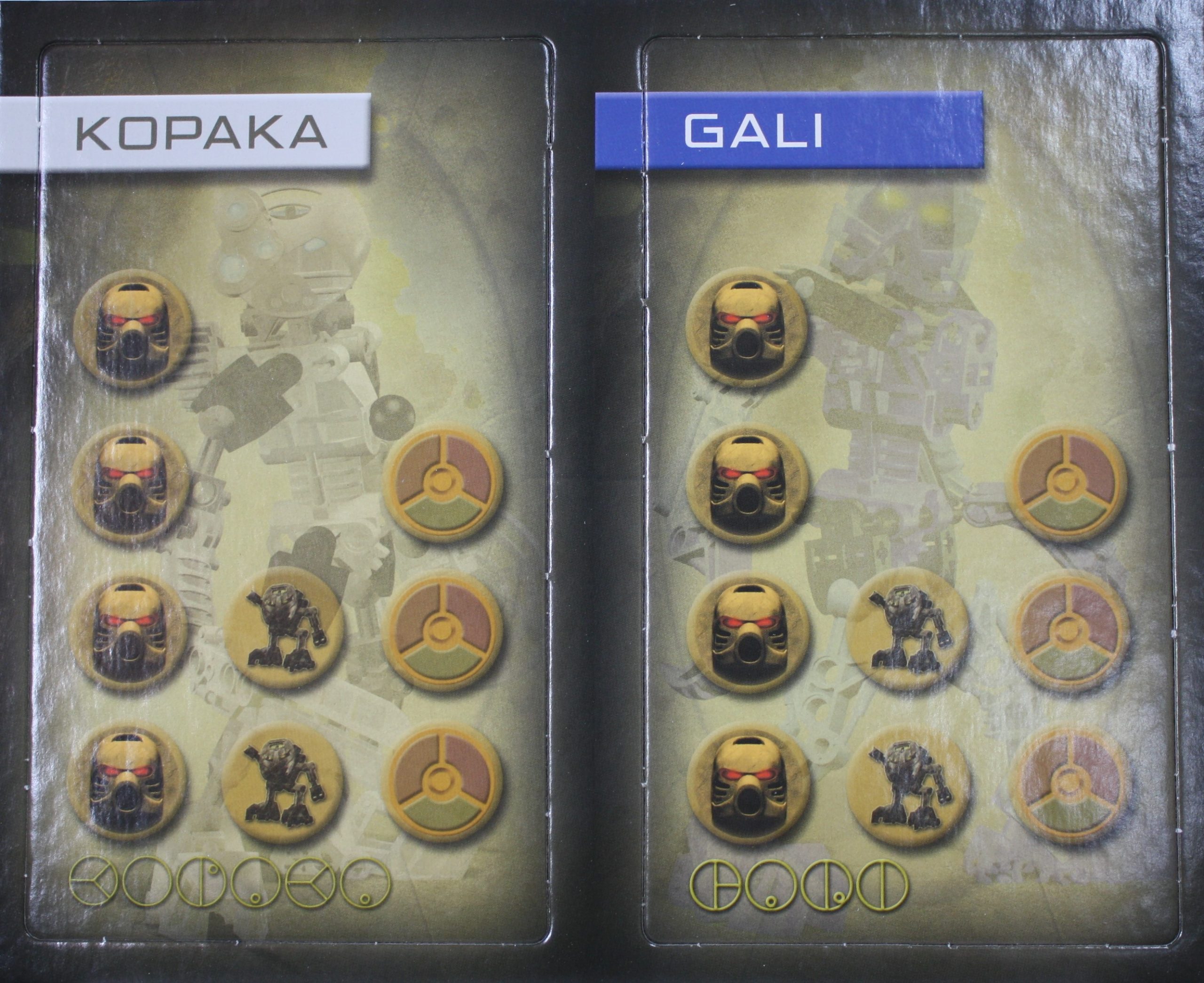 PARTS ONLY -Bionicle "Quest for Makuta" Adventure Board Game - "Kopaka" & "Gali" Cards Only