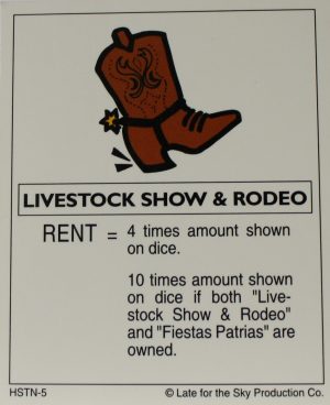 PARTS ONLY -Houston In-A-Box Board Game - "Livestock Show & Rodeo" Title Deed Card Only