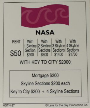 PARTS ONLY -Houston In-A-Box Board Game - "NASA" Title Deed Card Only