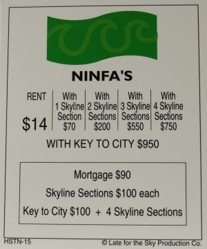 PARTS ONLY -Houston In-A-Box Board Game - "Ninfa's" Title Deed Card Only