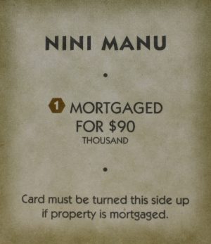 PARTS ONLY - Monopoly "Tropical Tycoon" DVD Board Game - (1) Nini Manu Title Deed Card Only