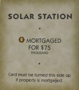 PARTS ONLY - Monopoly "Tropical Tycoon" DVD Board Game - (1) Solar Station Title Deed Card Only