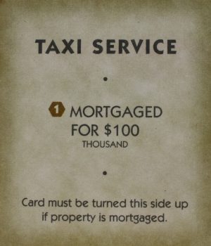PARTS ONLY - Monopoly "Tropical Tycoon" DVD Board Game - (1) Taxi Service Title Deed Card Only