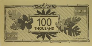 PARTS ONLY - Monopoly "Tropical Tycoon" DVD Board Game - Pack (10) $100 Thousand Dollars Only