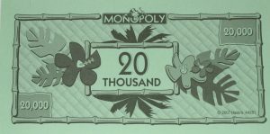 PARTS ONLY - Monopoly "Tropical Tycoon" DVD Board Game - Pack (10) $20 Thousand Dollars Only