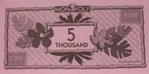 PARTS ONLY - Monopoly "Tropical Tycoon" DVD Board Game - Pack (10) $5 Thousand Dollars Only