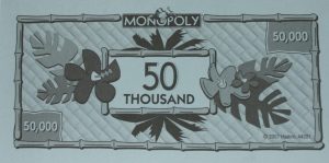 PARTS ONLY - Monopoly "Tropical Tycoon" DVD Board Game - Pack (10) $50 Thousand Dollars Only