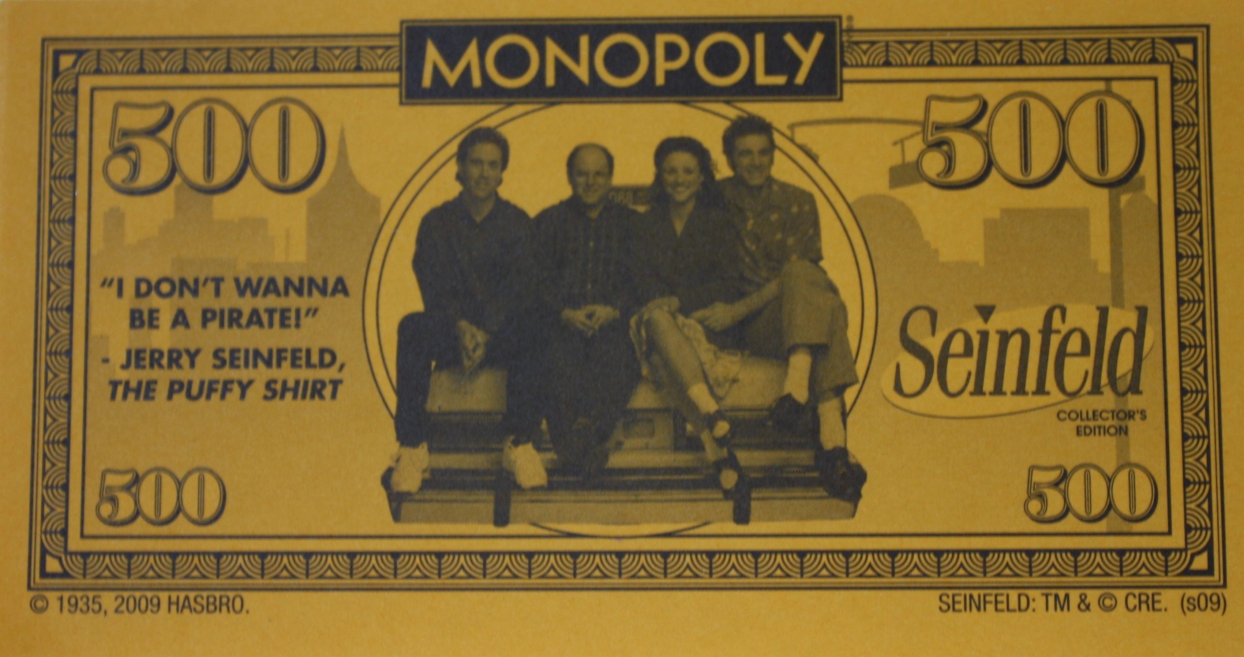 PARTS ONLY - Monopoly Seinfeld Board Game - Pack (10) $500 Seinfeld Specialty Money