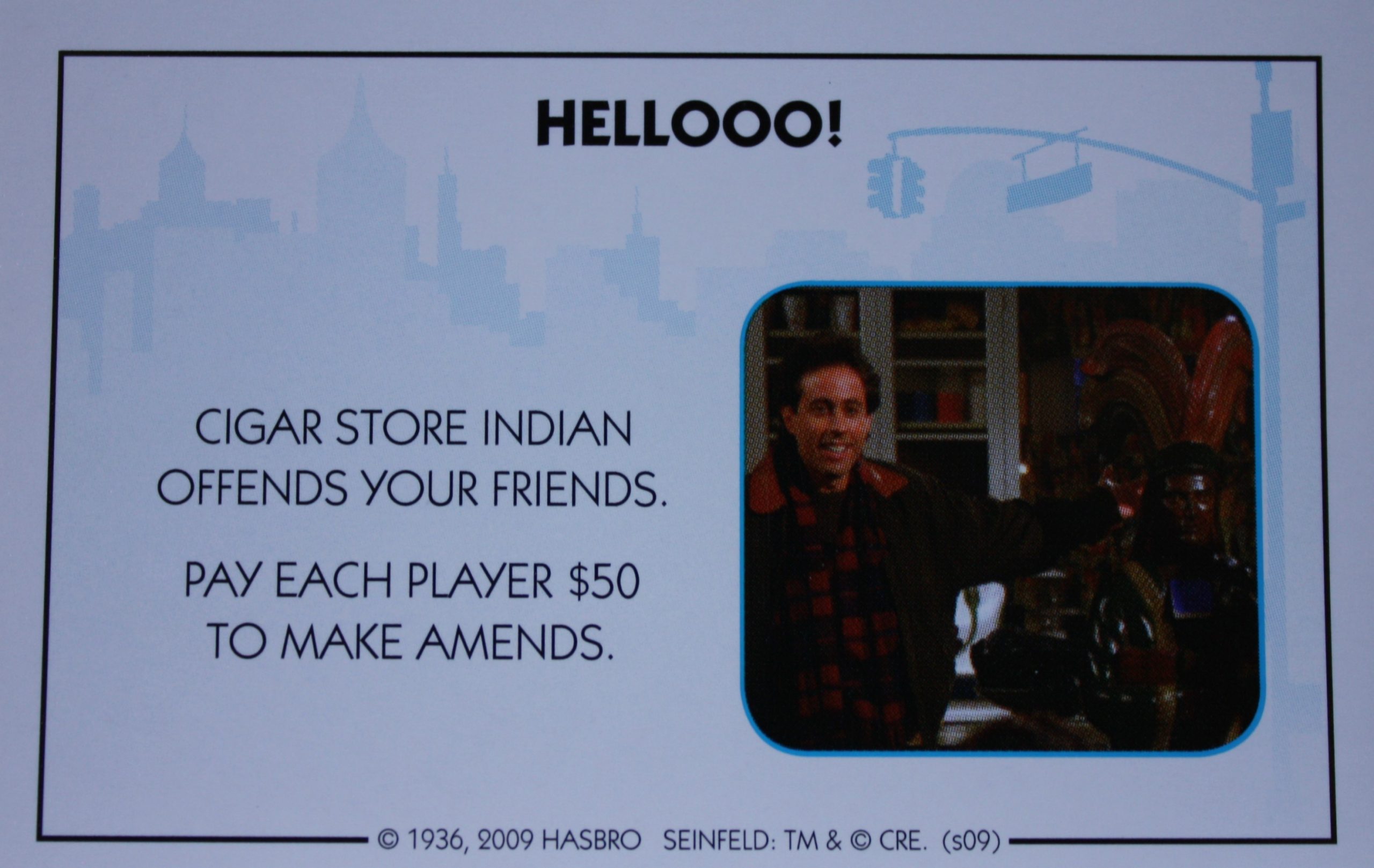 PARTS ONLY - Monopoly Seinfeld Board Game - #5 Hellooo! Card Only