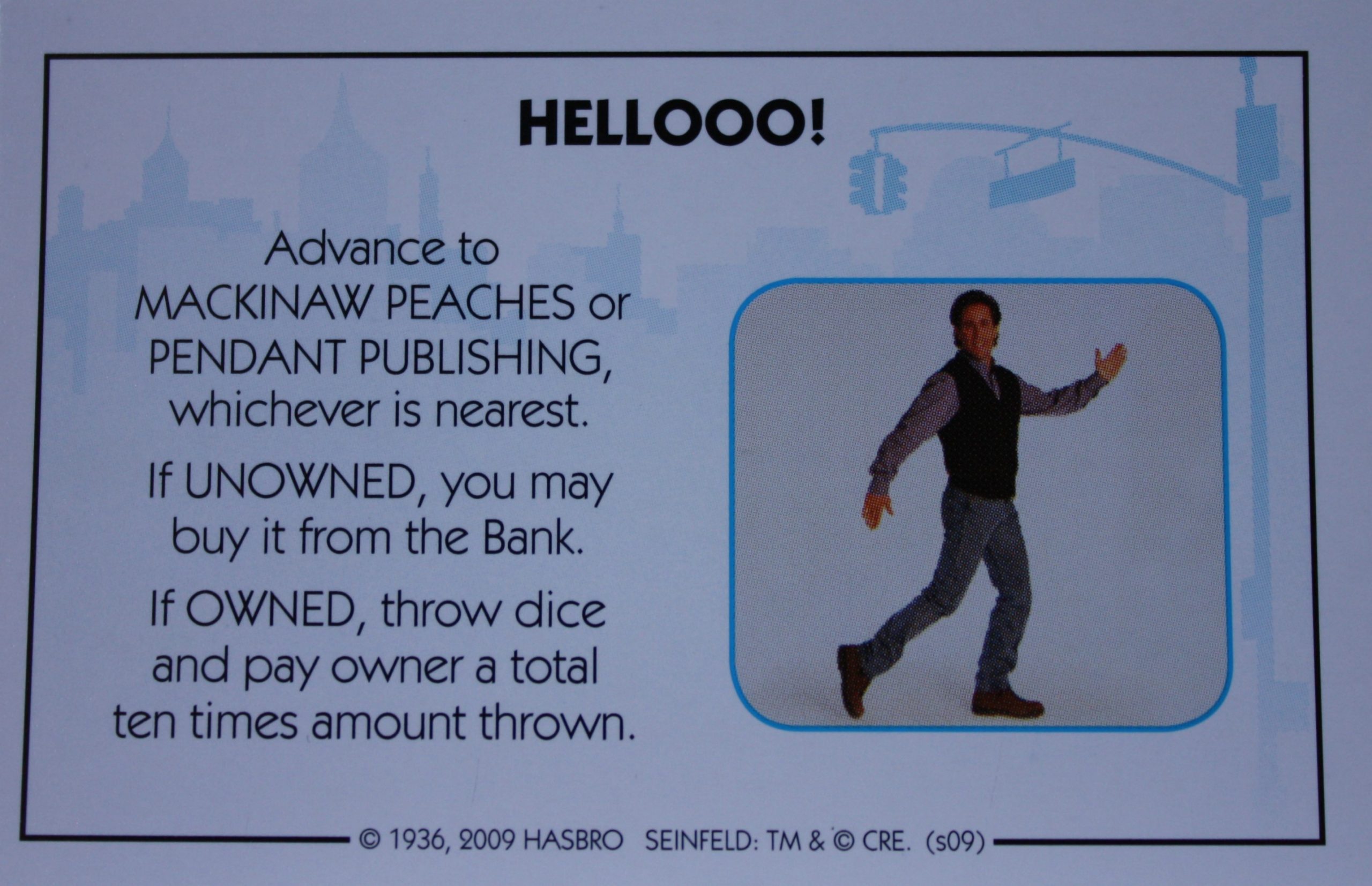PARTS ONLY - Monopoly Seinfeld Board Game - #11 Hellooo! Card Only