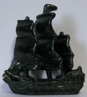 PARTS ONLY - Pirates Of The Caribbean Board Game - Dark Green Metal Ship Token Only