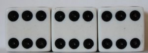 PARTS ONLY -  Risk World Conquest Board Game 1975 Version- Set (3) White/Black Dice Only