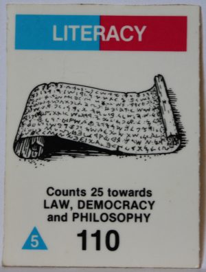 PARTS ONLY - Civilization Board Game - (1) Literacy Card Only