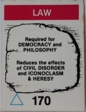 PARTS ONLY - Civilization Board Game - (1) Law Card Only