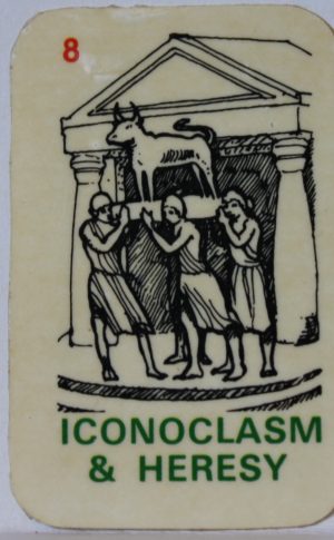 PARTS ONLY Civilization Board Game - (1) #8 Iconoclasm & Heresy Brown Card Only