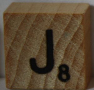PARTS ONLY - Scrabble Deluxe Travel Edition Board Game - (1) Wooden Letter J Only