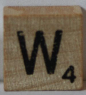 PARTS ONLY - Scrabble Deluxe Travel Edition Board Game - (1) Wooden Letter W Only