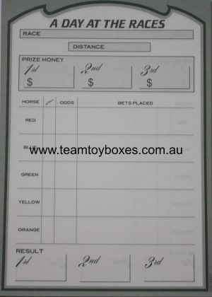 PARTS ONLY - A Day At The Races Board Game - (1) Pad of Score Cards Only