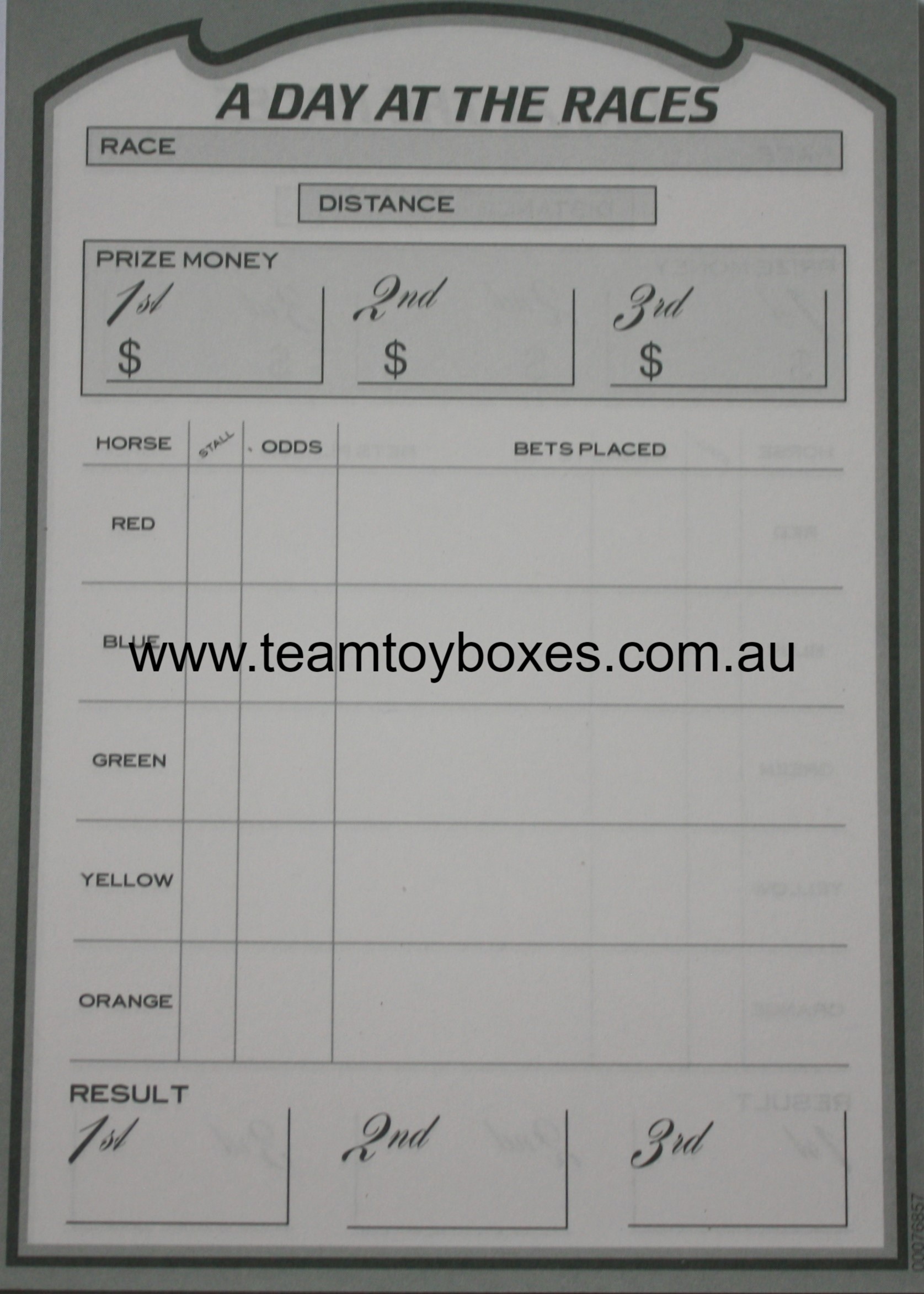 PARTS ONLY - A Day At The Races Board Game - (1) Pad of Score Cards Only