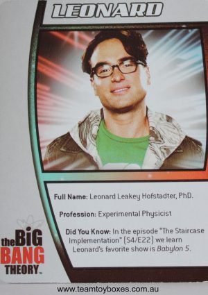 PARTS ONLY - The Big Bang Theory Fact or Fiction Trivia Board Game - (1) Leonard Character Card Only