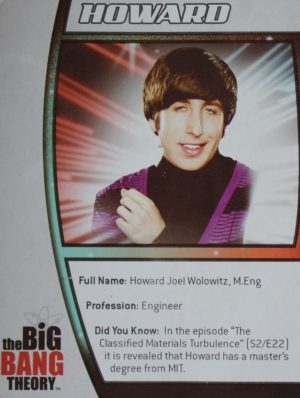 PARTS ONLY - The Big Bang Theory Fact or Fiction Trivia Board Game - (1) Howard Character Card Only