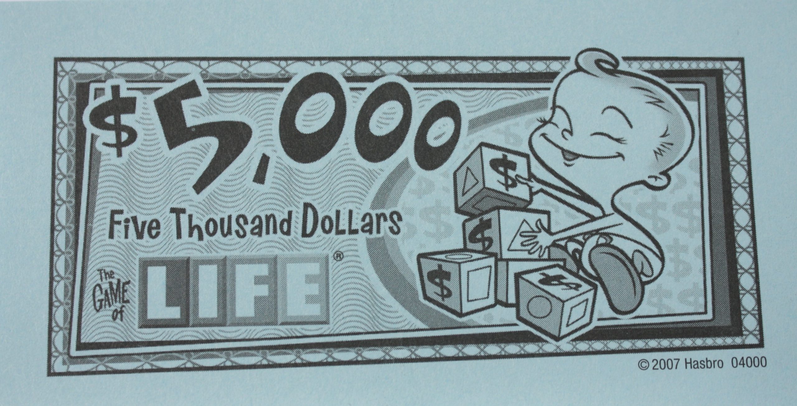 PARTS ONLY - The Game Of Life (2007) Board Game - Pack (10) $5,000 Money Only
