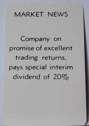 PARTS ONLY - Flutter Stock Exchange Board Game - (1) #19 Market News Card Only