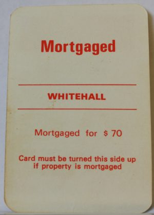 PARTS ONLY - Monopoly Toltoys 1960s Board Game - (1) Whitehall Title Deed Card Only