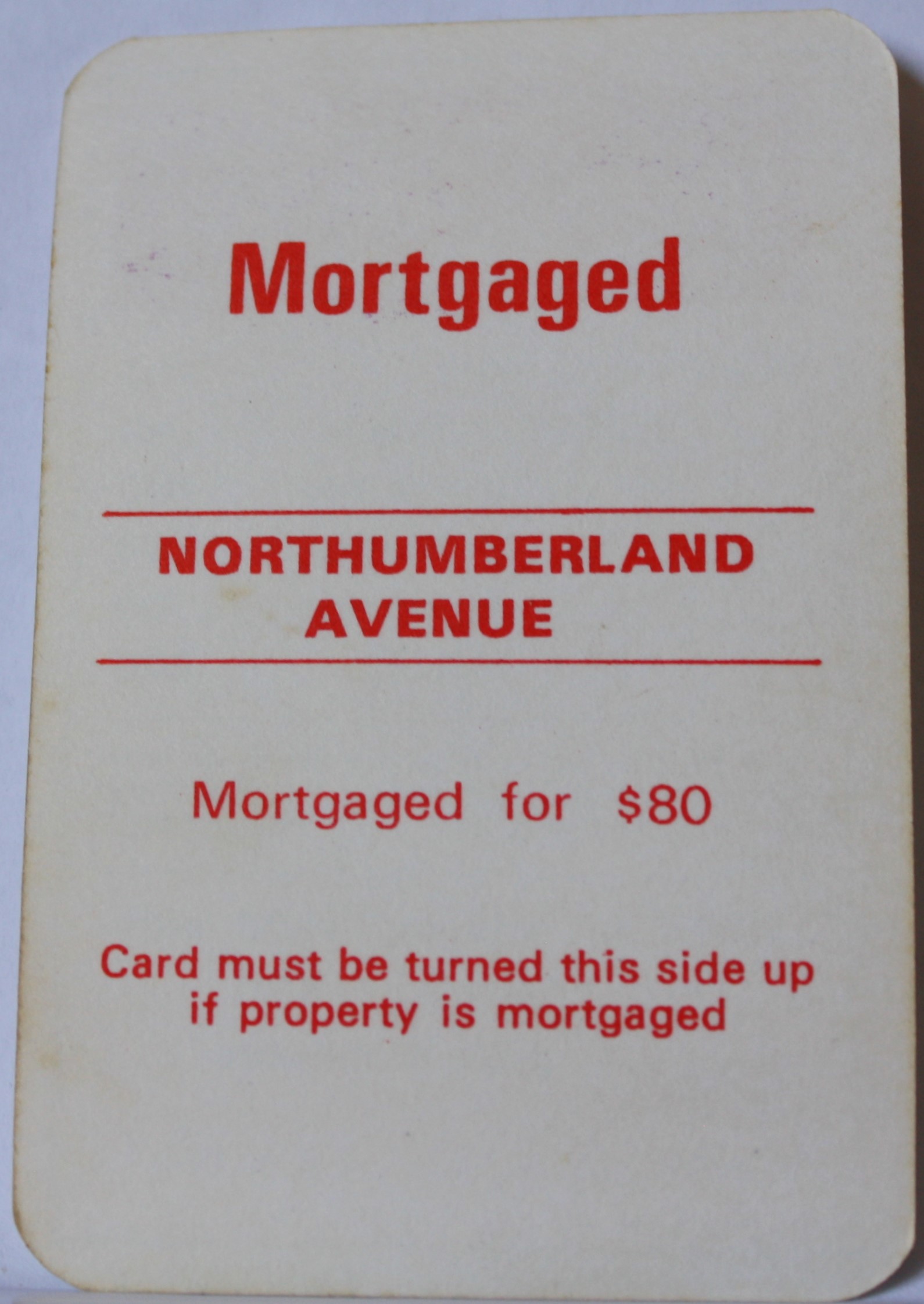 PARTS ONLY - Monopoly Toltoys 1960s Board Game - (1) Northumberland Avenue Title Deed Card Only