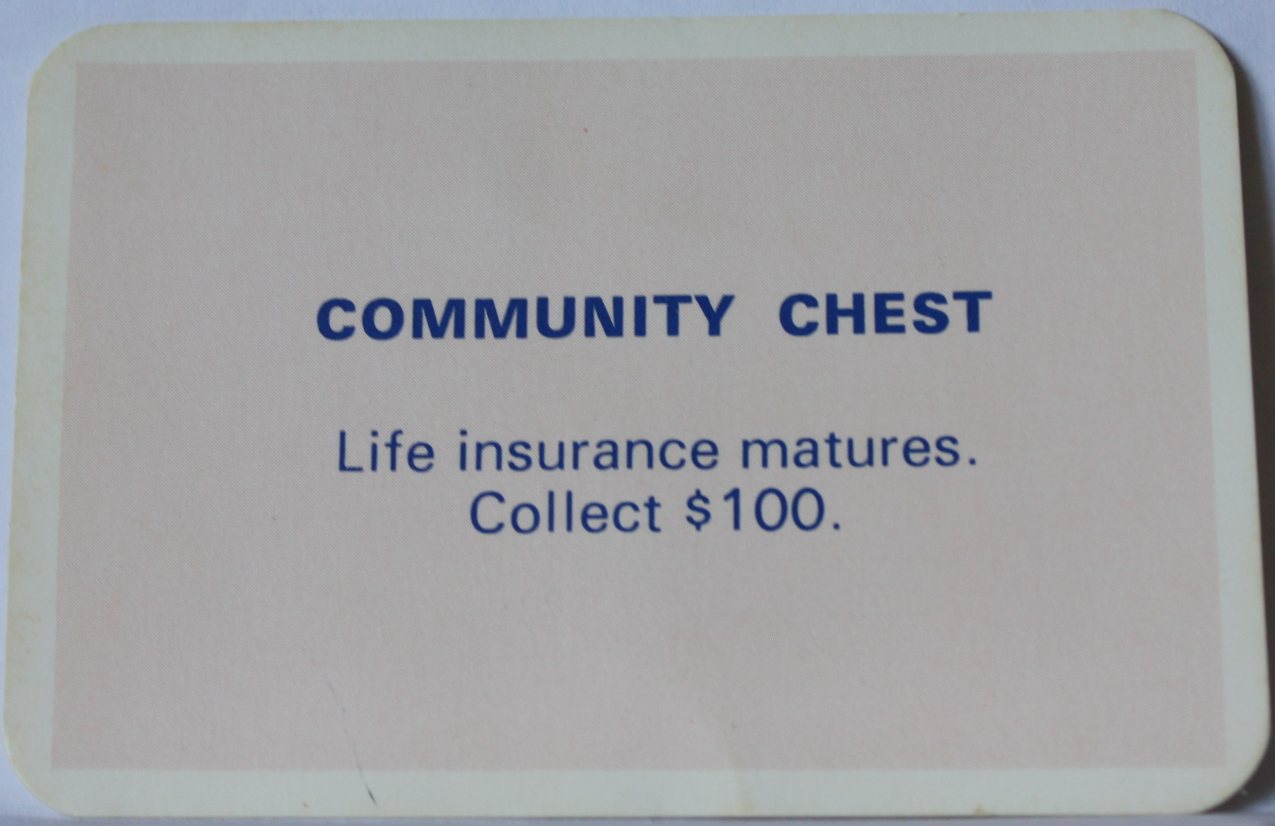 PARTS ONLY - Monopoly Toltoys 1960s Board Game - #9 Community Chest Card Only