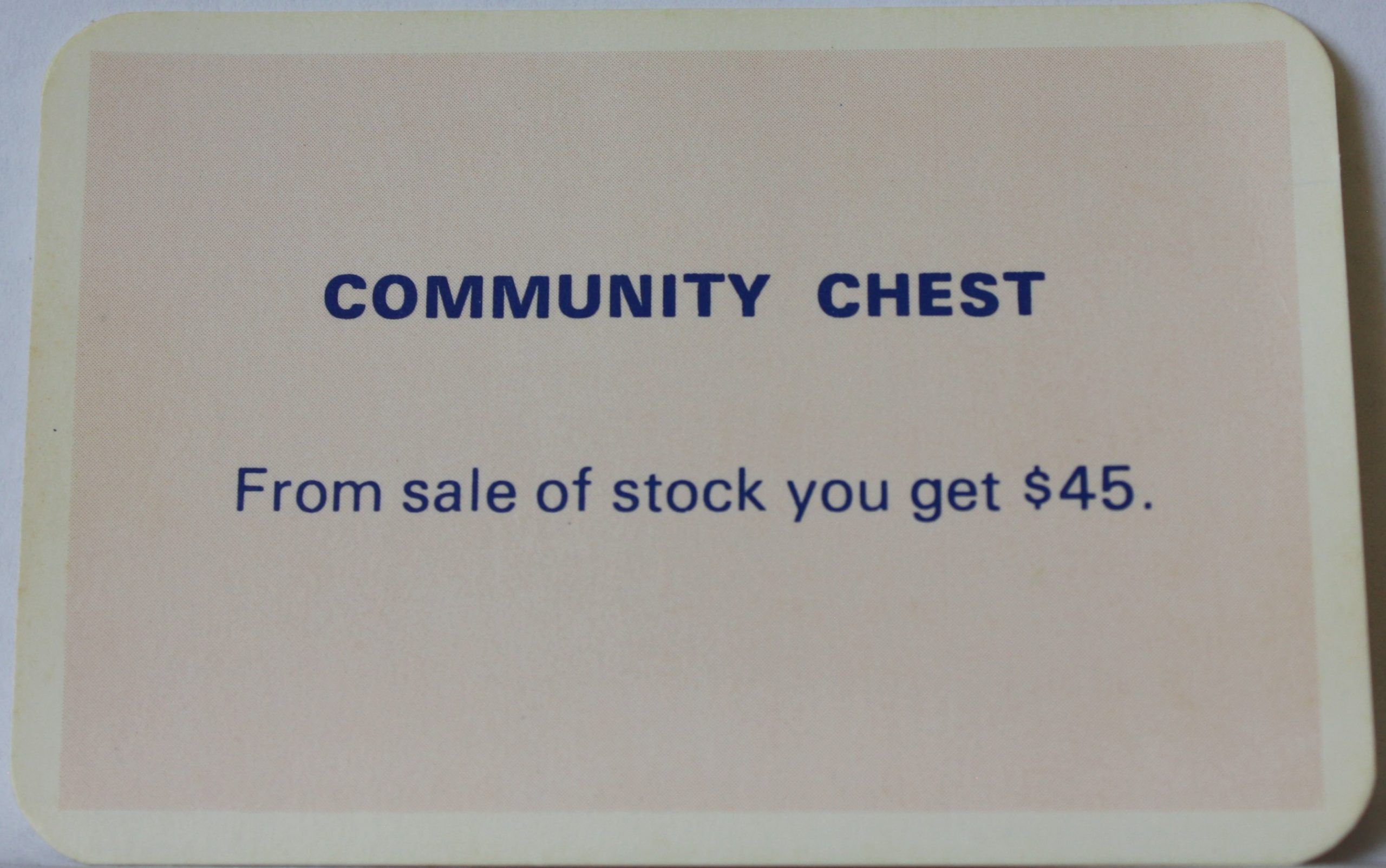 PARTS ONLY - Monopoly Toltoys 1960s Board Game - #4 Community Chest Card Only