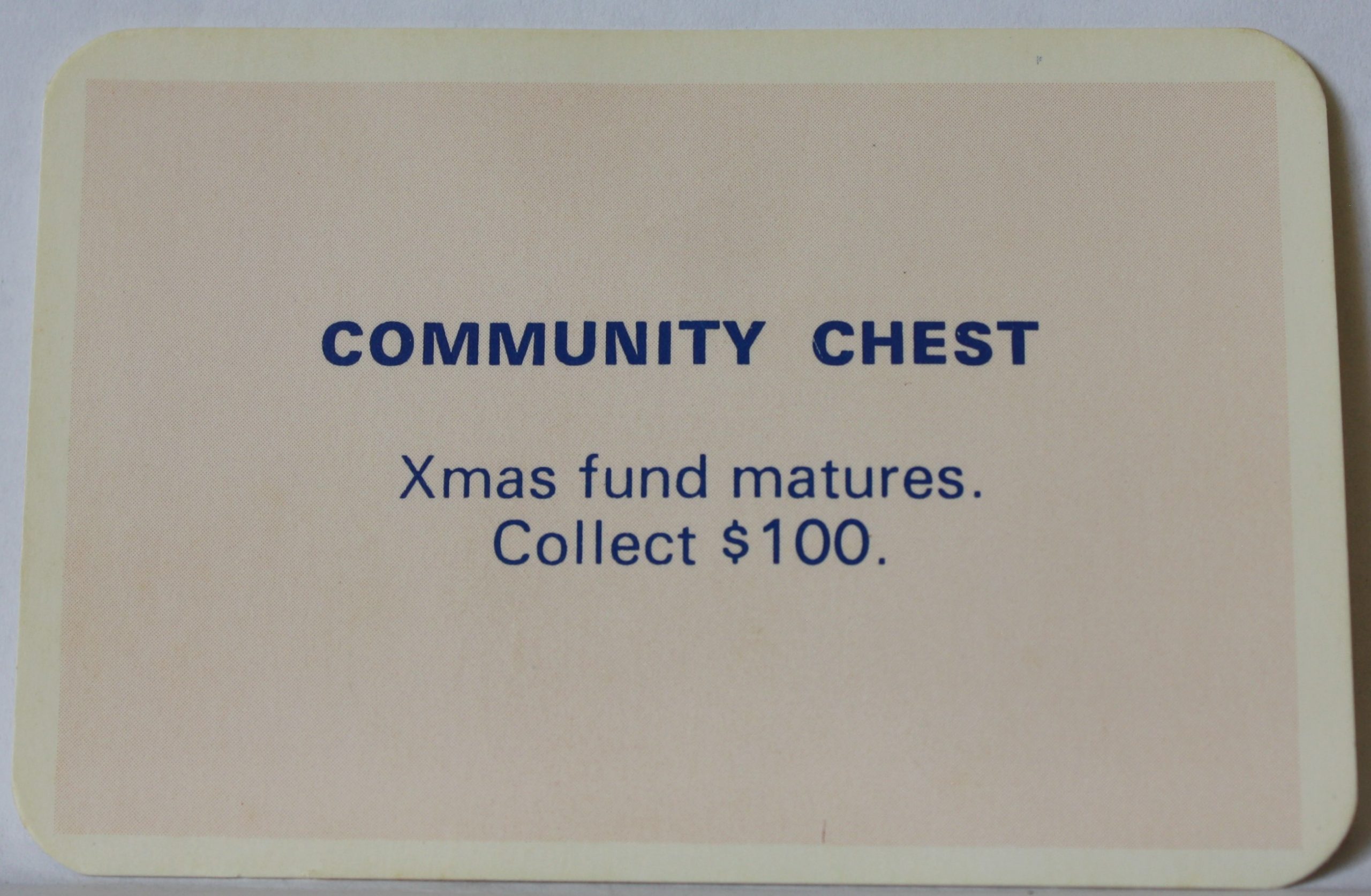 PARTS ONLY - Monopoly Toltoys 1960s Board Game - #2 Community Chest Card Only