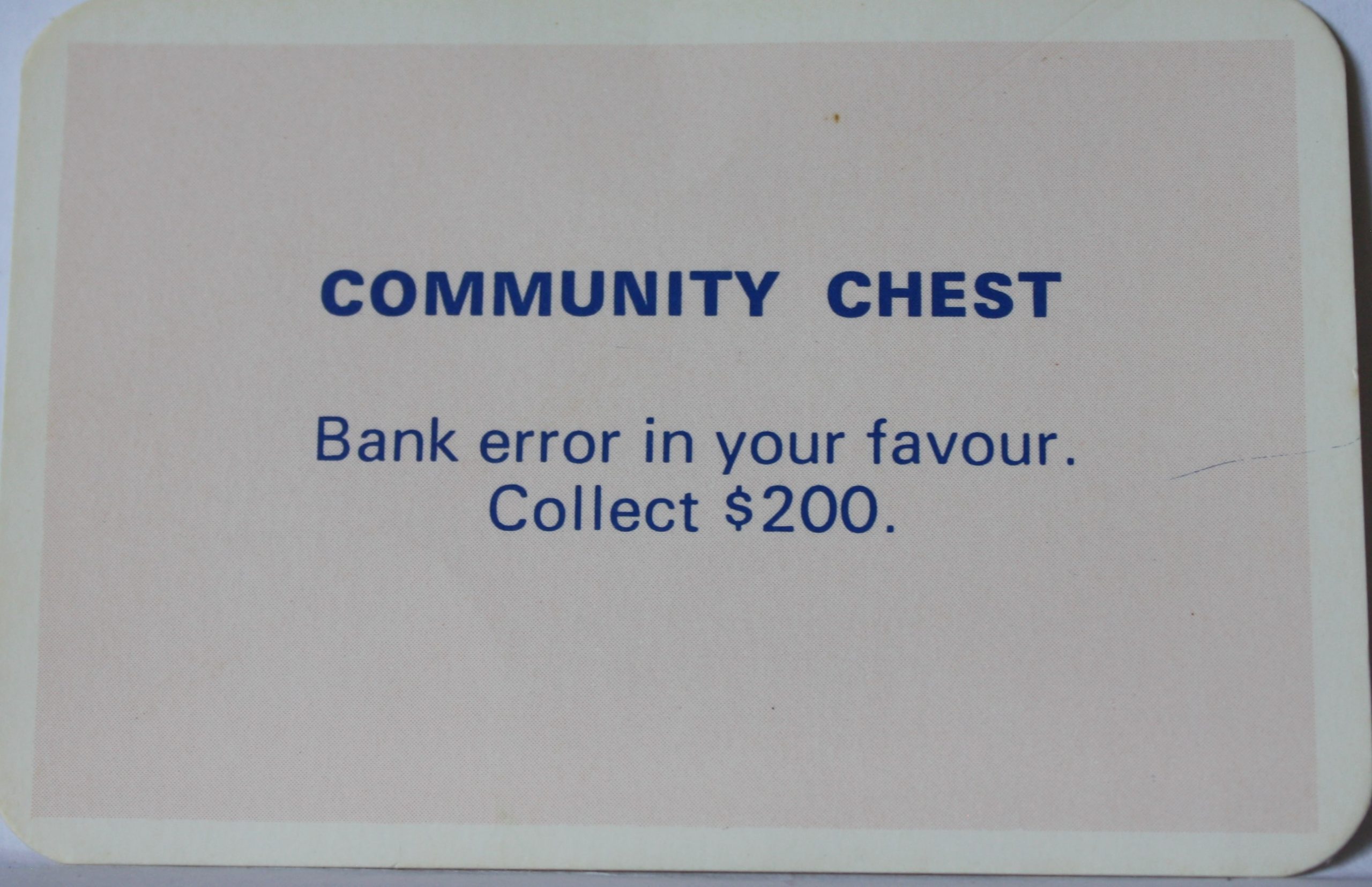 PARTS ONLY - Monopoly Toltoys 1960s Board Game - #1 Community Chest Card Only