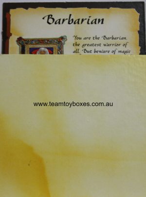 PARTS ONLY - Hero Quest Board Game - (1) Barbarian Character Card Only