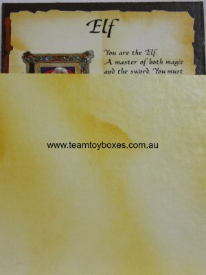 PARTS ONLY - Hero Quest Board Game - (1) Elf Character Card Only