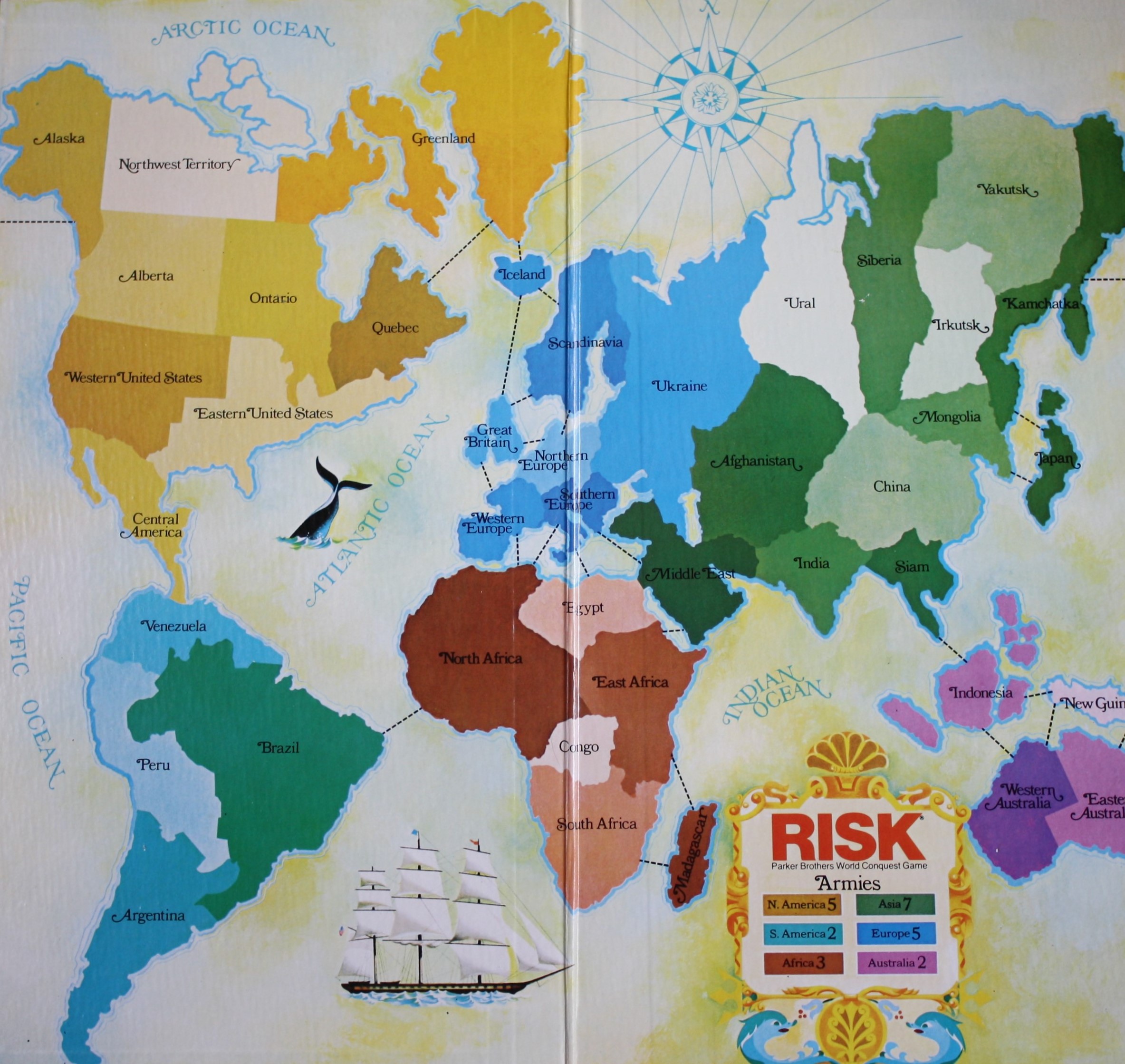 PARTS ONLY - Risk Strategy Board Game 1959 South African Version - (1) Game Board Only