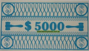 Parts Only - Golden Hammer Board Game - (1) Pack of 10 $5,000 Money Only