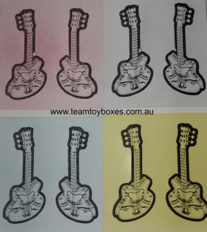 PARTS ONLY - Rockology Board Game - (1) Set of 4 Guitar Stickers Only