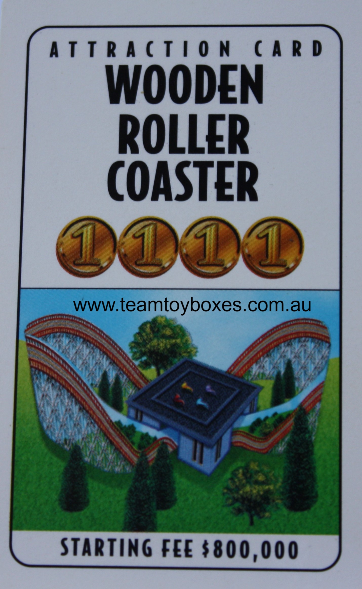 PARTS ONLY - RollerCoaster Tycoon Board Game - (1) Wooden Roller Coaster Attraction Card