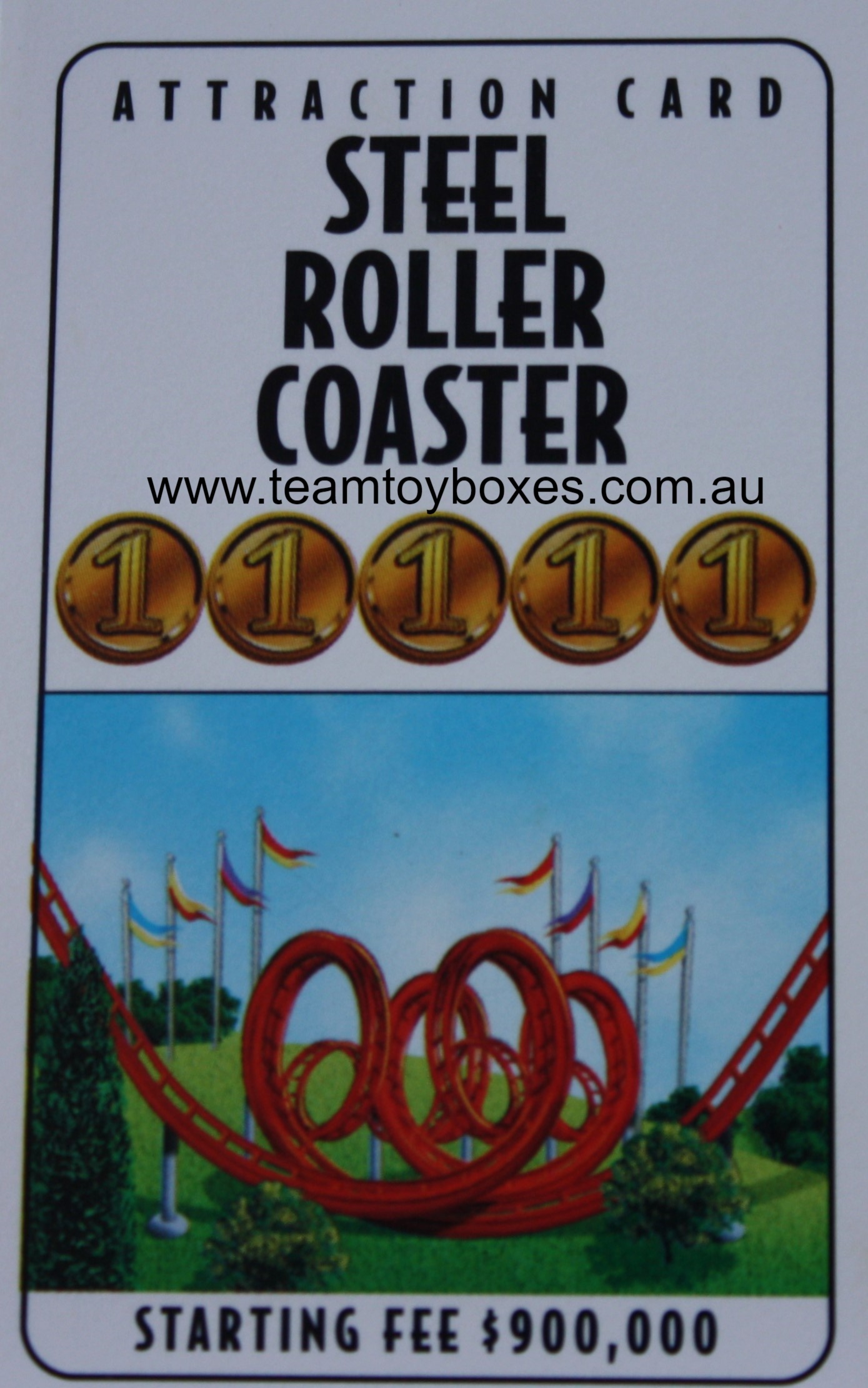PARTS ONLY - RollerCoaster Tycoon Board Game - (1) Steel Roller Coaster Attraction Card