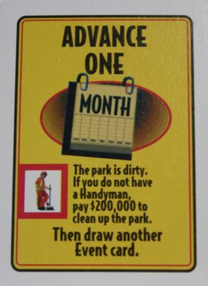 PARTS ONLY - RollerCoaster Tycoon Board Game - (1) Advance One Month $200,000 Event Card Only