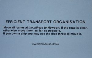 PARTS ONLY - Mine A Million Business Board Game - (1) Efficient Transport Organisation Card Only