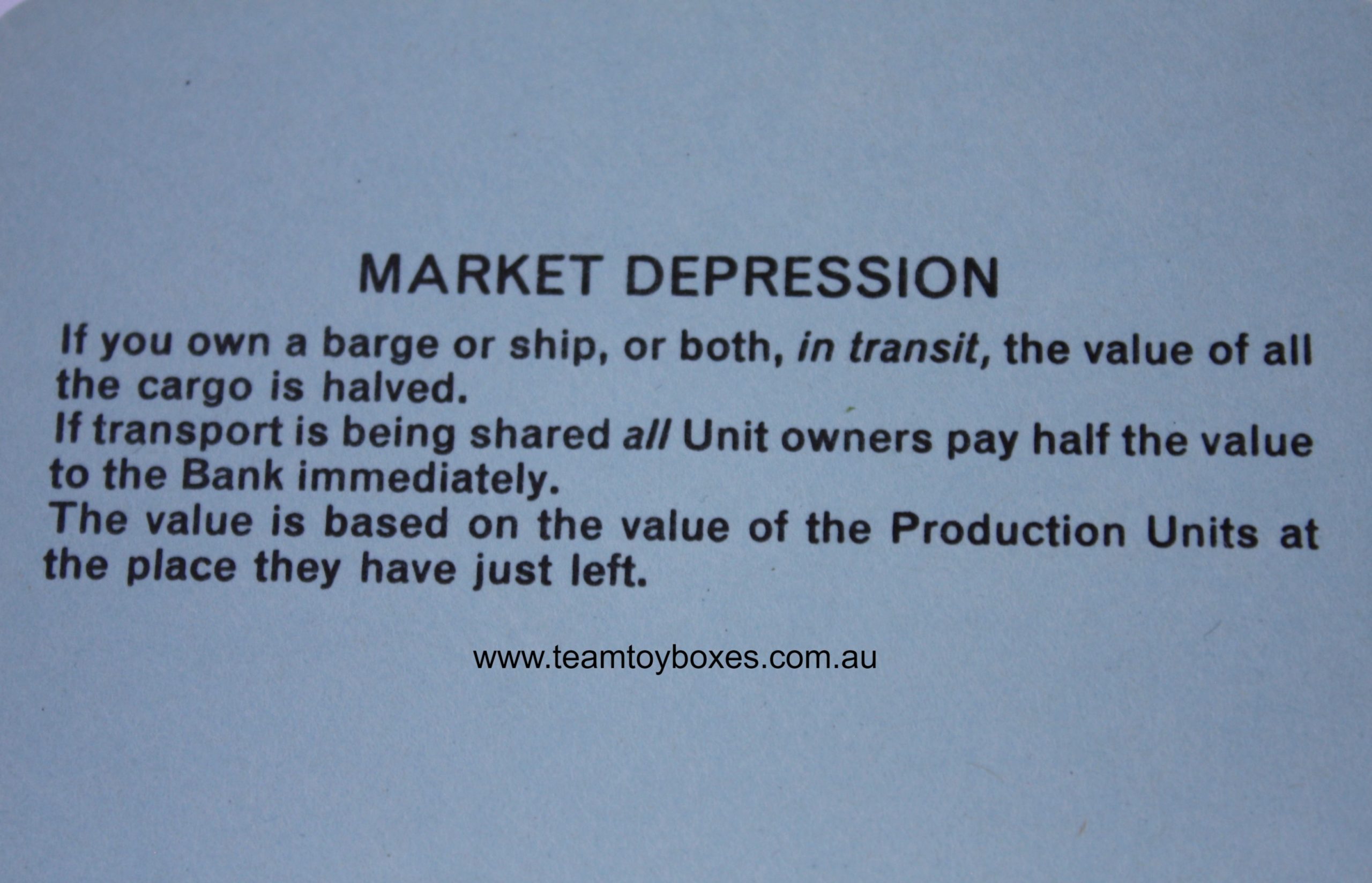 PARTS ONLY - Mine A Million Business Board Game - (1) Market Depression Card Only
