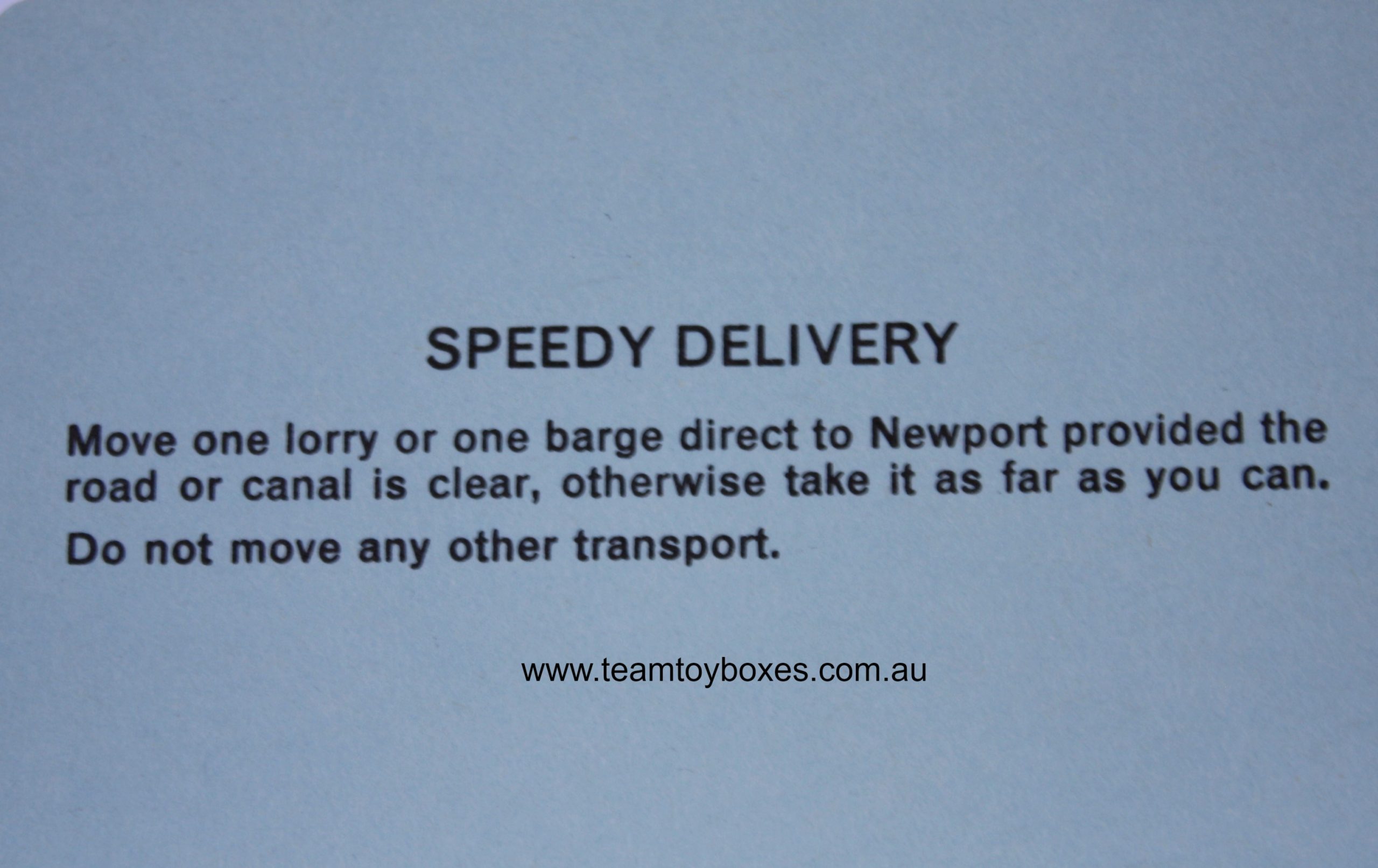 PARTS ONLY - Mine A Million Business Board Game - (1) Speedy Delivery Card Only