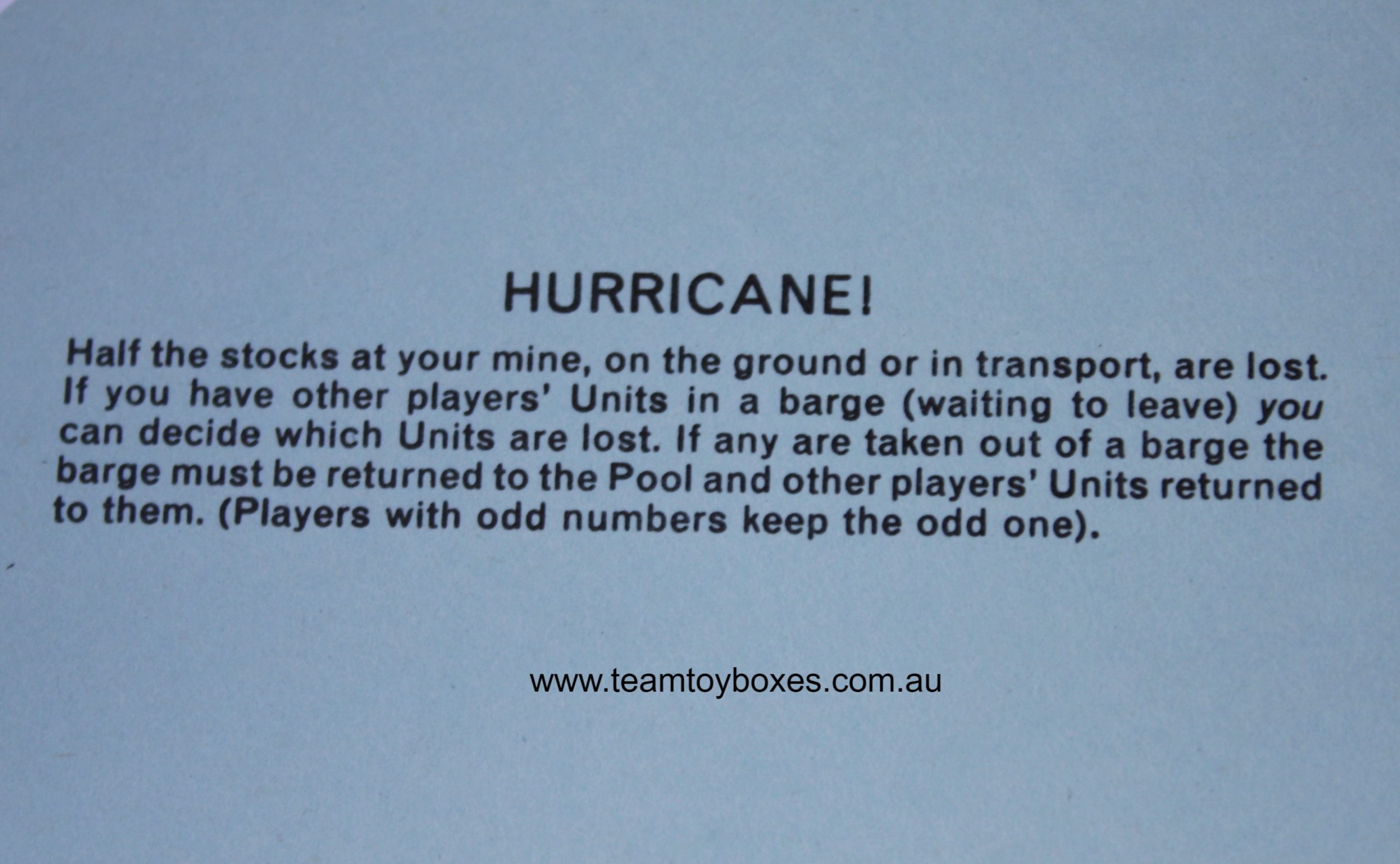 PARTS ONLY - Mine A Million Business Board Game - (1) Hurricane Card Only
