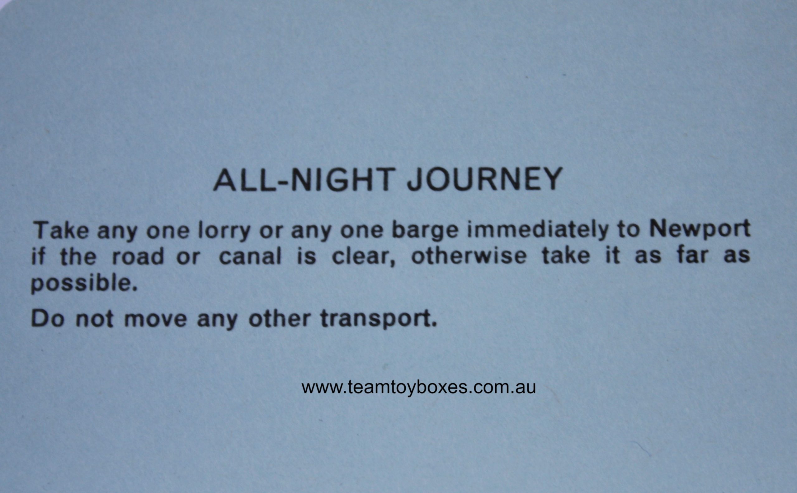 PARTS ONLY - Mine A Million Business Board Game - (1) All-Night Journey Card Only