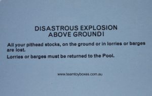 PARTS ONLY - Mine A Million Business Board Game - (1) Disastrous Explosion Above Ground Card Only